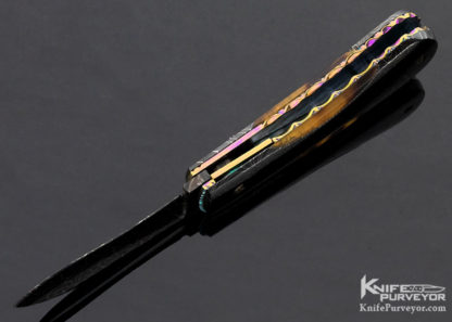 Frank Potter Custom Knife Blued Robert Eggerling Mosaic Damascus & Amber Automatic Linerlock - Image 8