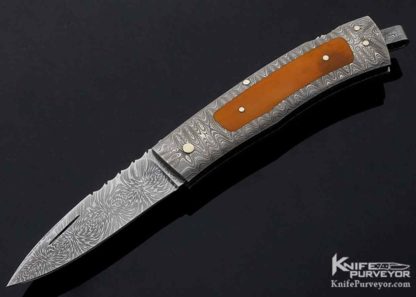 Kaj Embrestsen Custom Knife Fossilized Walrus Damascus 10892 Open