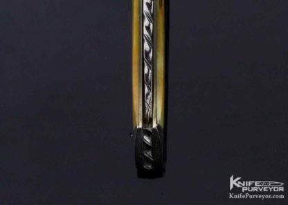 Joe Kious Custom Knife Miniature Stag Semi Interframe Mel Wood Engraved Lockback 12547