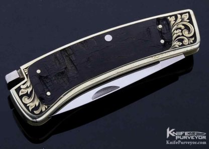 Ron Lake Custom Knife Lynton McKenzie Engraved Nickle Silver Buffalo Interframe Tail Lock - Image 3