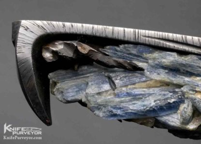 Pierre & Nicole Reverdy Custom Knife Sole Authorship Carved Mosaic Damascus and Blue Kyanite Integral Fixed Blade - Image 7