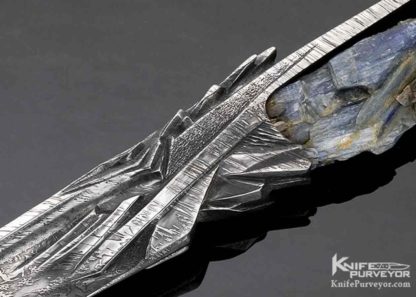 Pierre & Nicole Reverdy Custom Knife Sole Authorship Carved Mosaic Damascus and Blue Kyanite Integral Fixed Blade - Image 2
