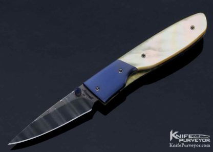 Don Maxwell Custom Knife Damascus & Gold Lip Pearl Linerlock 10702