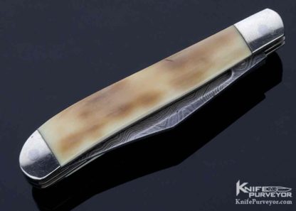 Eugene Shadley Custom Knife Damascus Peanut Mammoth Slip Joint - Image 2