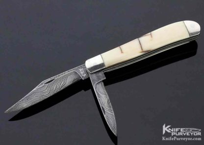 Eugene Shadley Custom Knife Damascus Peanut Mammoth Slip Joint 10758