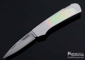 Frank Centofante Custom Knife Gold Lip Pearl Interframe Lockback 10659