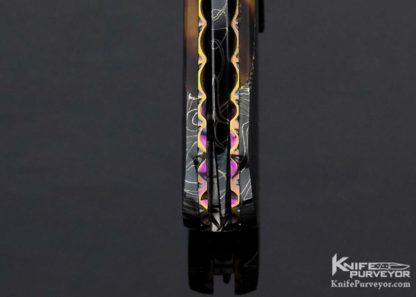 Frank Potter Custom Knife Blued Robert Eggerling Mosaic Damascus & Amber Automatic Linerlock - Image 6