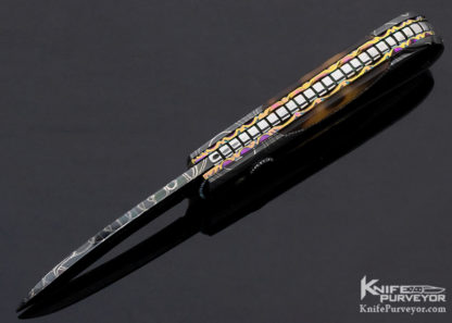 Frank Potter Custom Knife Blued Robert Eggerling Mosaic Damascus & Amber Automatic Linerlock - Image 7
