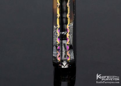 Frank Potter Custom Knife Blued Robert Eggerling Mosaic Damascus & Amber Automatic Linerlock - Image 2