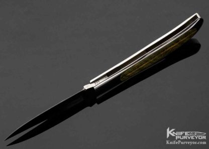 George Herron Custom Knife Clip Point Blade Stabilized Oak Interframe Lockback #395 - Image 7