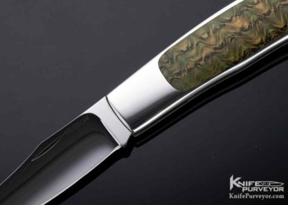 George Herron Custom Knife Clip Point Blade Stabilized Oak Interframe Lockback #395 - Image 2