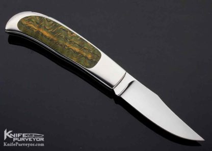 George Herron Custom Knife Clip Point Blade Stabilized Oak Interframe Lockback #395 - Image 5