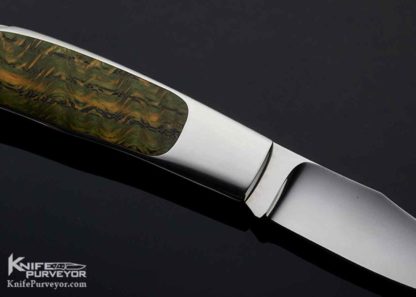 George Herron Custom Knife Clip Point Blade Stabilized Oak Interframe Lockback #395 - Image 4