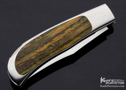 George Herron Custom Knife Clip Point Blade Stabilized Oak Interframe Lockback #396 - Image 5