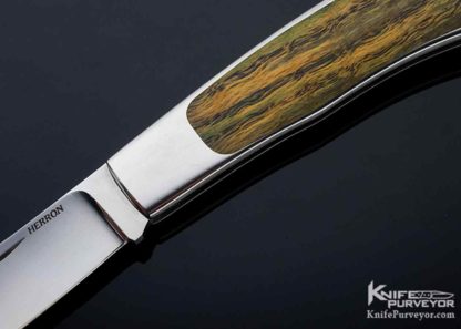 George Herron Custom Knife Clip Point Blade Stabilized Oak Interframe Lockback #396 - Image 6