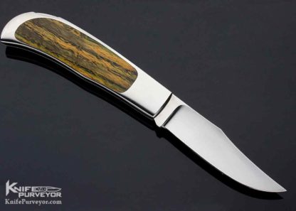 George Herron Custom Knife Clip Point Blade Stabilized Oak Interframe Lockback #396 - Image 3
