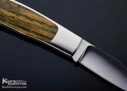 George Herron Custom Knife Clip Point Blade Stabilized Oak Interframe Lockback #396 - Image 4