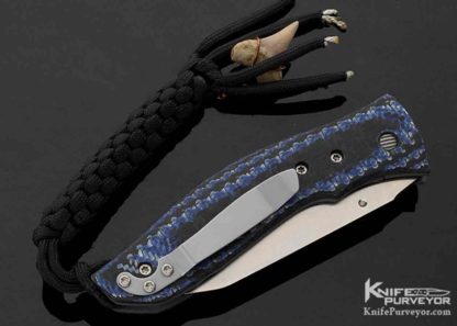 Greg Lightfoot Custom Knife Blue Black Carbon Fiber Liner Lock Flipper - Image 5