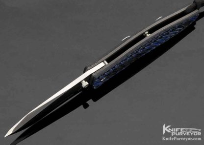 Greg Lightfoot Custom Knife Blue Black Carbon Fiber Liner Lock Flipper - Image 6