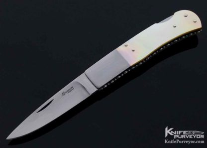 Howard Hitchmough Custom Knife Gold Lip Pearl Lockback 10699