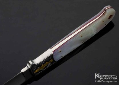 Howard Hitchmough Custom Knife, Ray Cover Jr Mother of Pearl Bird & Trout - Image 5