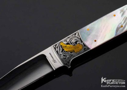 Howard Hitchmough Custom Knife, Ray Cover Jr Mother of Pearl Bird & Trout - Image 2