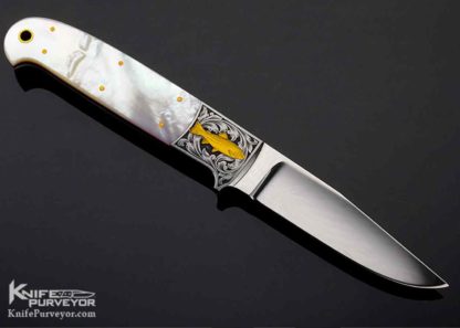 Howard Hitchmough Custom Knife, Ray Cover Jr Mother of Pearl Bird & Trout - Image 4