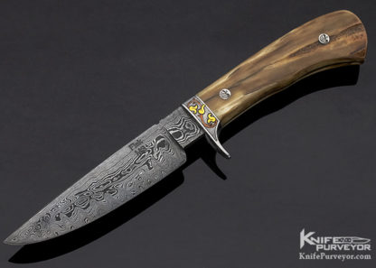 Jerry Fisk Custom Knife Sole Authorship Engraved Mammoth Sendaro Knife Set 12410