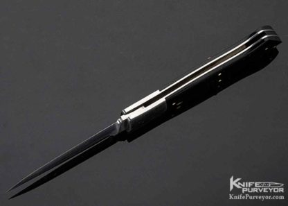 Jess Horn Custom Knife Black Buffalo Horn Gold Pins Stainless Bolster - Image 6