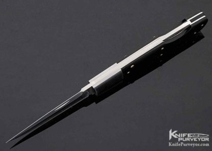 Jess Horn Custom Knife Black Buffalo Horn Gold Pins Stainless Bolster - Image 5