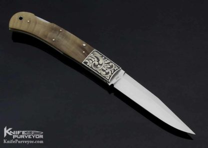 Jess Horn Custom Knife Rams Horn Jumbo Lockback Engraved by David Perdue - Image 4