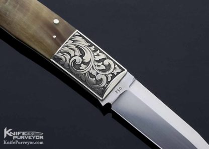 Jess Horn Custom Knife Rams Horn Jumbo Lockback Engraved by David Perdue - Image 8