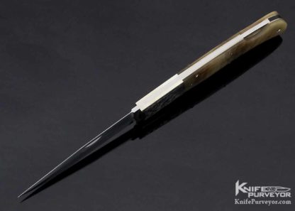 Jess Horn Custom Knife Rams Horn Jumbo Lockback Engraved by David Perdue - Image 3