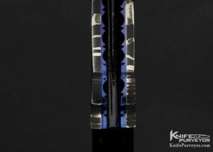 Jim Minnick Custom Knife Robert Eggerling Mosaic Damascus & Mammoth with Gold Braided Wire Linerlock Automatic - Image 8