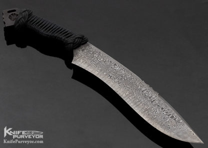 Jimmy Fikes Custom Knife Sole Authorship Damascus Cord Wrapped Bush Knife - Image 3