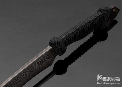 Jimmy Fikes Custom Knife Sole Authorship Damascus Cord Wrapped Bush Knife - Image 5