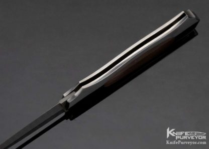 Joe Kious Custom Knife Mike Norris Damascus & Black Lip Pearl Lockback Dagger - Image 5