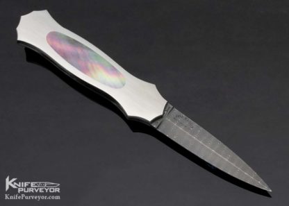 Joe Kious Custom Knife Mike Norris Damascus & Black Lip Pearl Lockback Dagger - Image 3