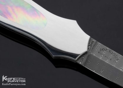 Joe Kious Custom Knife Mike Norris Damascus & Black Lip Pearl Lockback Dagger - Image 4