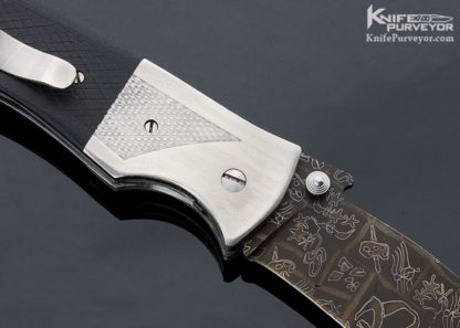 Joe Olson Custom Knife Sole Authorship Damascus G-10 Linerlock - Image 4