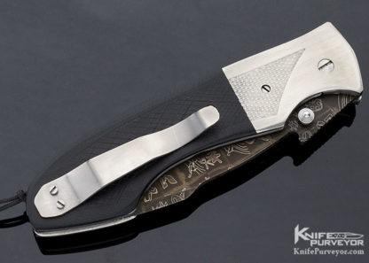 Joe Olson Custom Knife Sole Authorship Damascus G-10 Linerlock - Image 3