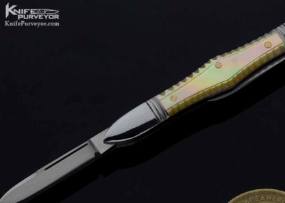 Joel Chamblin Custom Knife 2 Blade Gold Lip Pearl Slip Joint 10692
