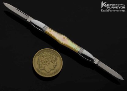 Joel Chamblin Custom Knife 2 Blade Gold Lip Pearl Slip Joint - Image 4