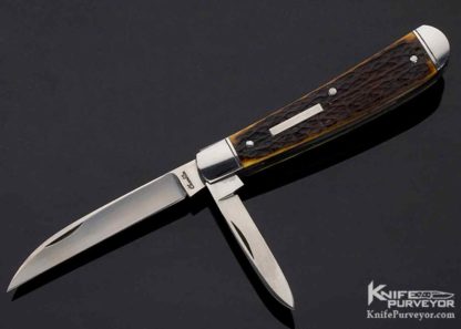 Joel Chamblin Custom Knife Double Bolster 2 Blade Jigged Bone Slipjoint 10888