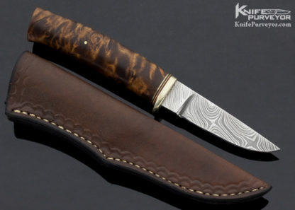 Kay Embertsen Custom Knife Damascus and Maple Wood Hunter - Image 6
