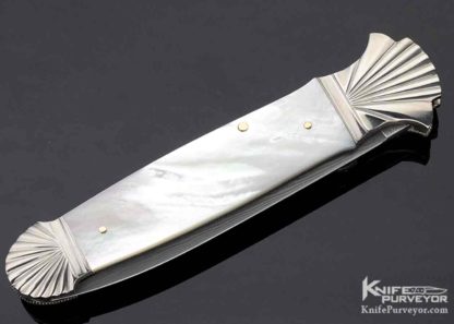 Ken Steigerwalt Custom Knife Dagger Damascus Blade Fluted Double Bolsters Pearl Shell - Image 3