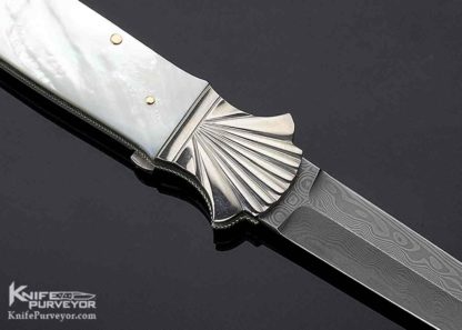 Ken Steigerwalt Custom Knife Dagger Damascus Blade Fluted Double Bolsters Pearl Shell - Image 5