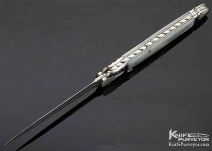 Ken Steigerwalt Custom Knife Dagger Damascus Blade Fluted Double Bolsters Pearl Shell - Image 6