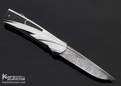 Ken Steigerwalt Custom Knife Damasteel, Pen Shell and 18Kt Gold Lockback - Image 7