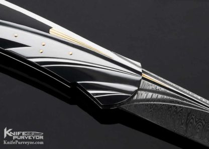 Ken Steigerwalt Custom Knife Damasteel, Pen Shell and 18Kt Gold Lockback - Image 4